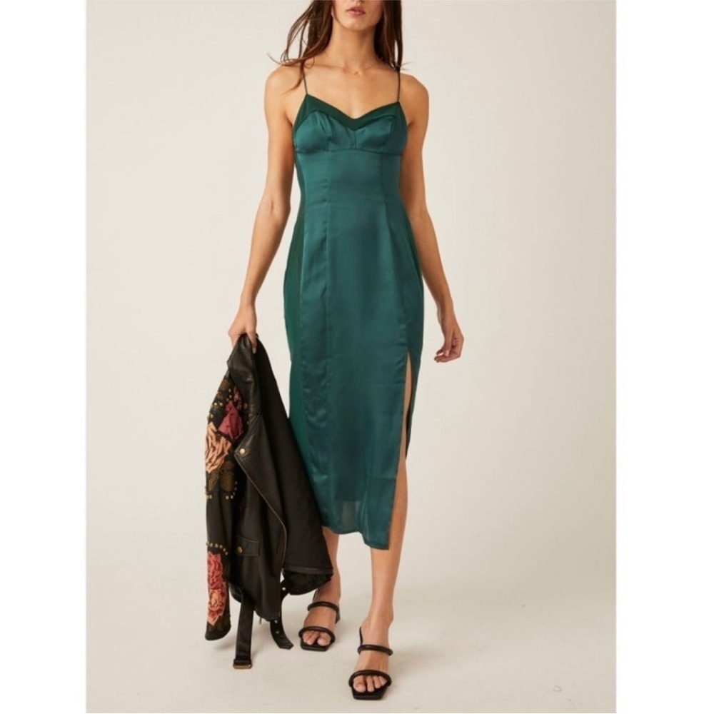 Intimately FP by Free People City Cool Midi Slip Dress in Evergreen Pine
